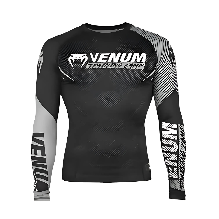 Venum professional grey viper long rushguard MMA | Venum long rushguard shirt in grey viper design