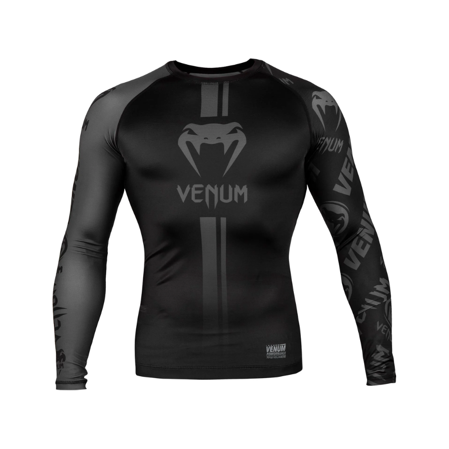 Venum professional long rushguard MMA shirt | חולצת ראשגארד ארוך ונום אפור ושחור