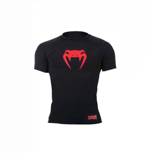 Venum professional Rushguard MMA shirt |  חולצת ונום ראשגארד שחורה עם לוגו אדום