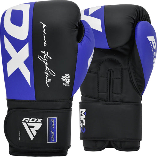 כפפות אגרוף כחולות שחורות הוק & לופ | RDX F4 Blue Boxing Sparring Gloves Hook & Loop