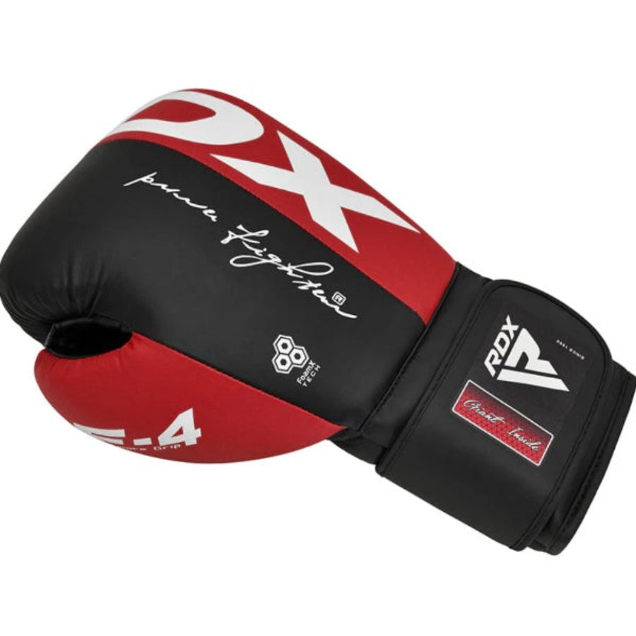 כפפות אגרוף אדומות שחורות הוק & לופ | RDX F4 Red Boxing Sparring Gloves Hook & Loop